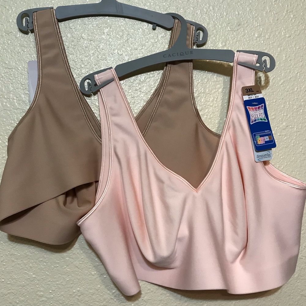 2 Hanes comfort fleet fit smooth all around bras